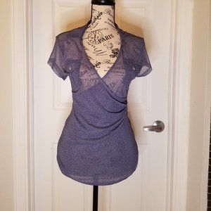 Deep V Cross Neck Sheer Top